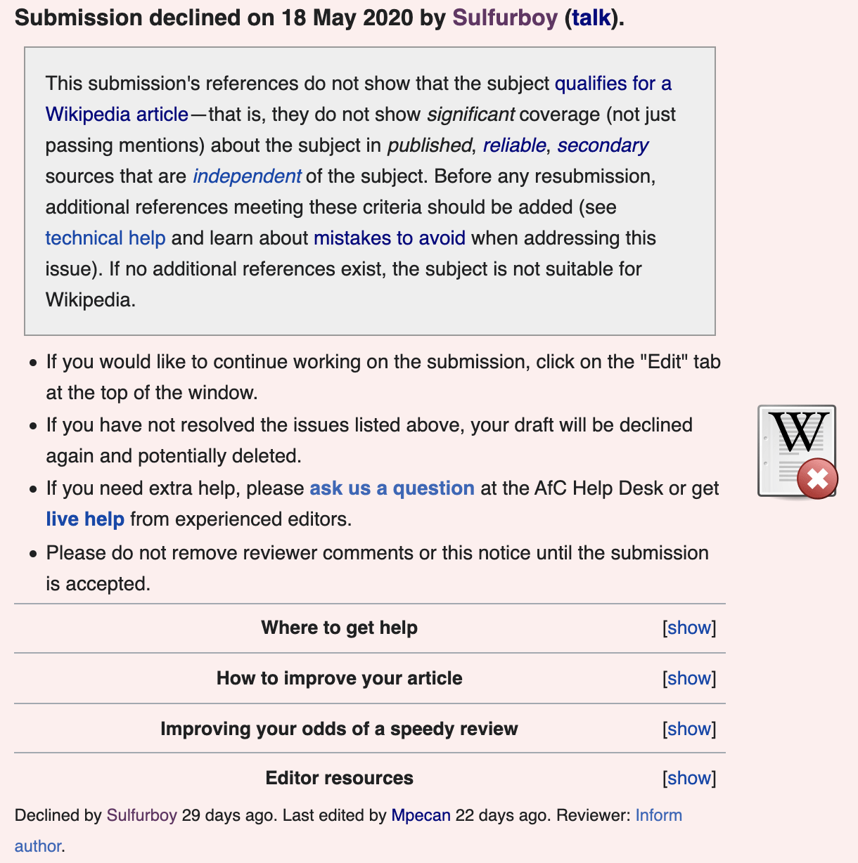 33 submission declined
