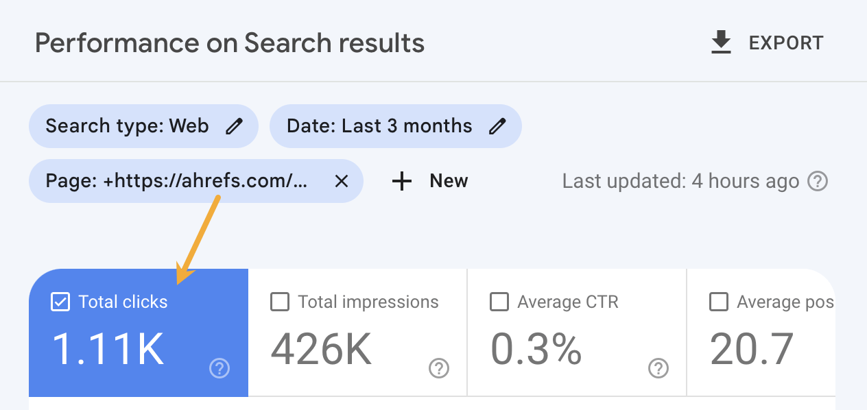 Viewing page-level organic traffic in Google Search Console